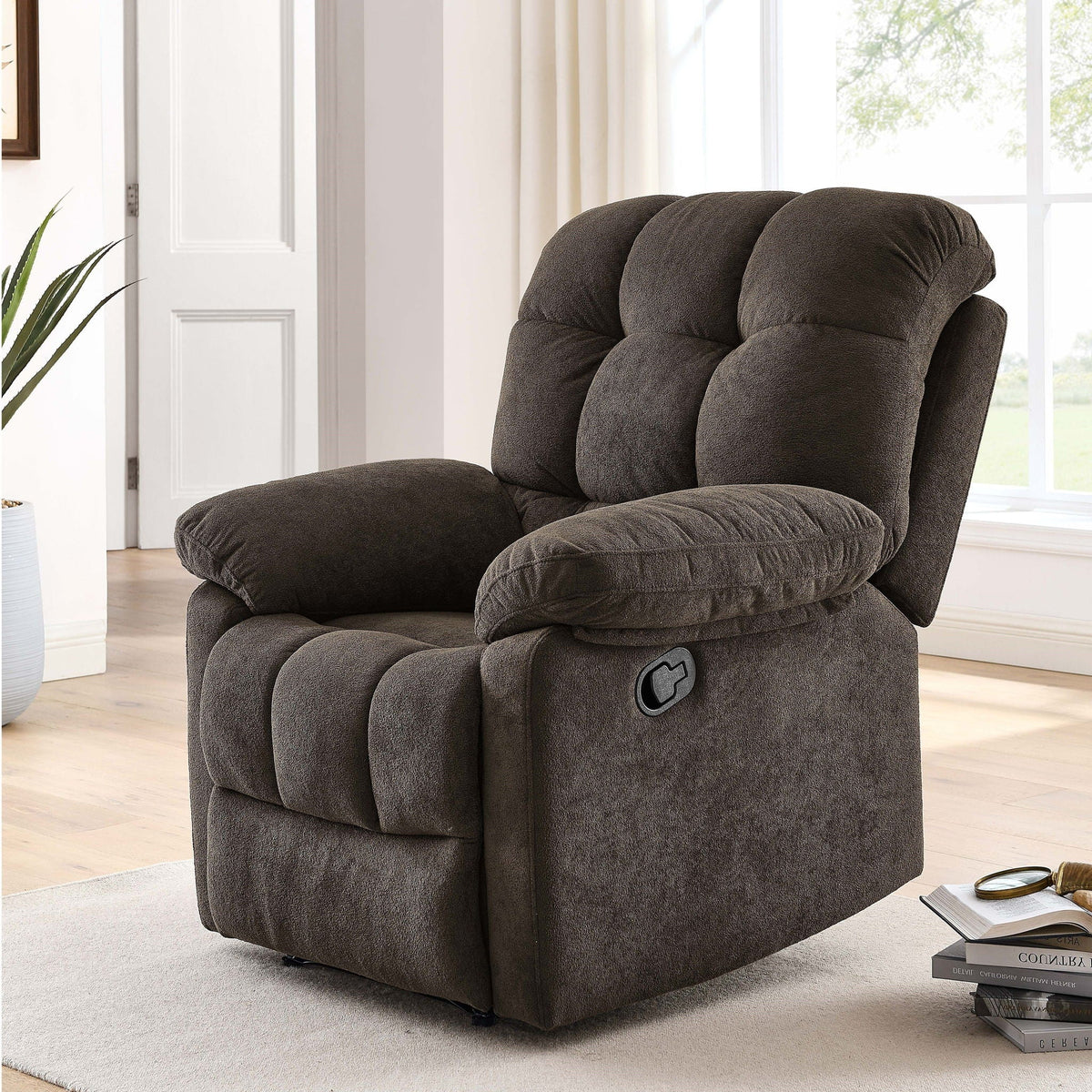 Devonaire - Manual Recliner With Padded Arms - Dark Brown