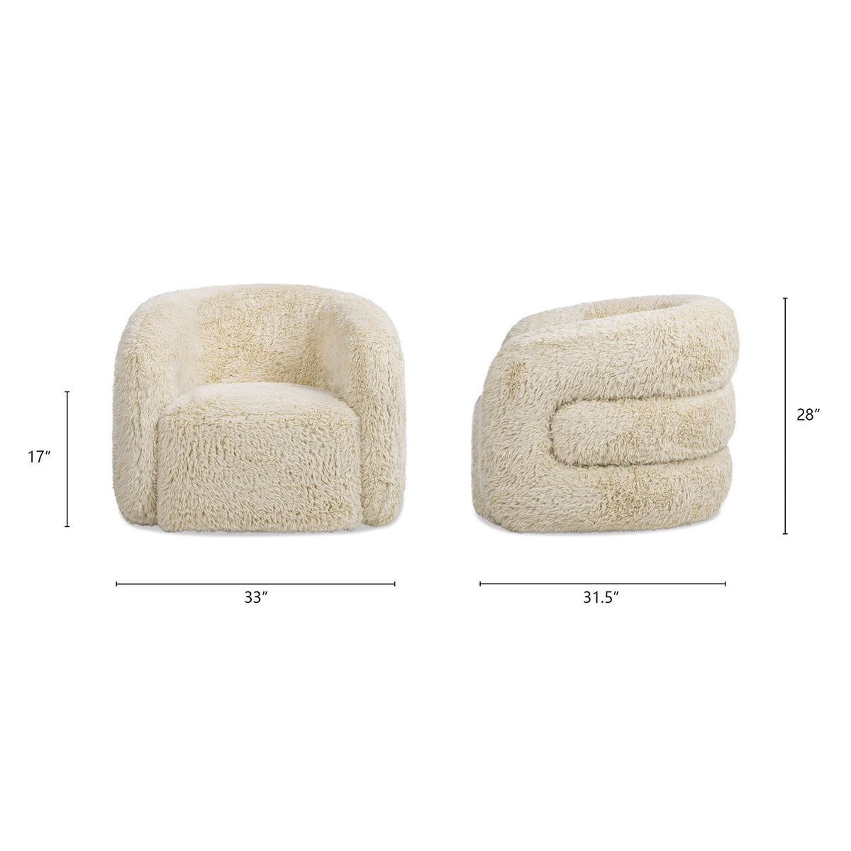 Colt - Fur Swivel Upholstered Barrel Accent Arm Chair - Cream Beige
