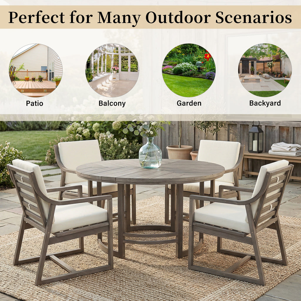 Outdoor Dining Set 5-Piece Patio Table and Chairs with Umbrella Hole