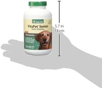 NaturVet –VitaPet Senior Daily Vitamins for Senior Dogs – Plus Glucosamine – Full Spectrum of Vitamins & Minerals – Enhanced with Glucosamine for Added Joint Support – 60 Time Release Tablets
