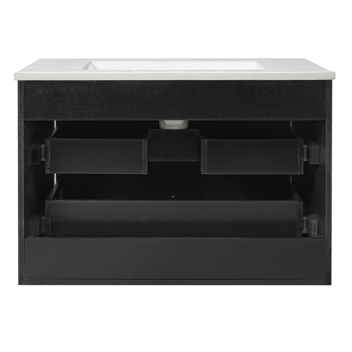 Floating Bathroom Vanity With Oval Knobs & Round Edge, Soft Close Drawer Slides