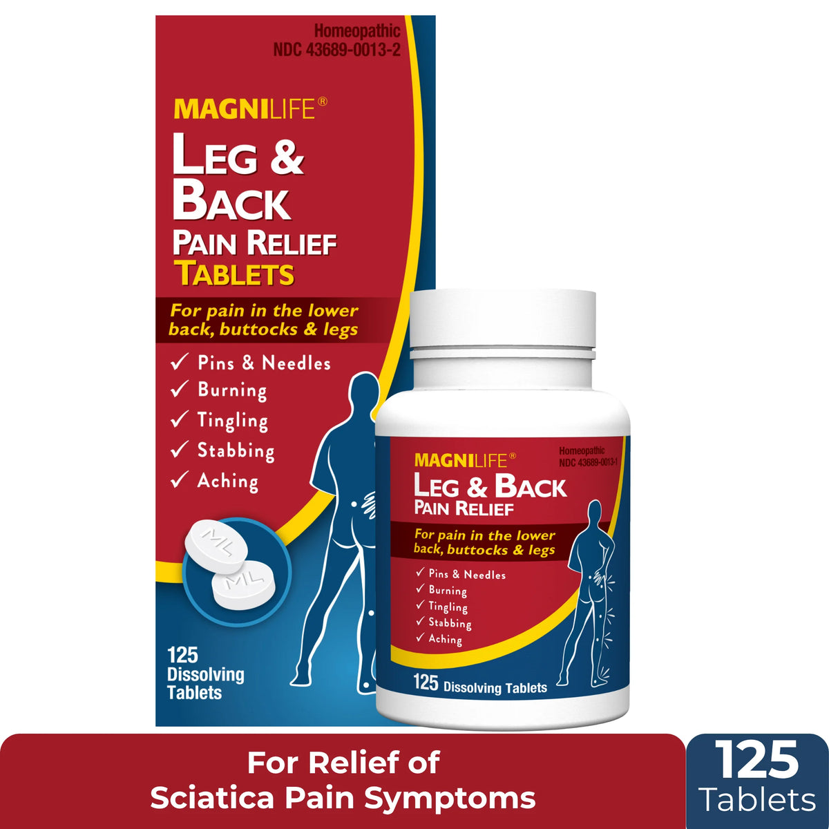 Leg & Back Pain Relief Quick Dissolving Tablets, 125 Count