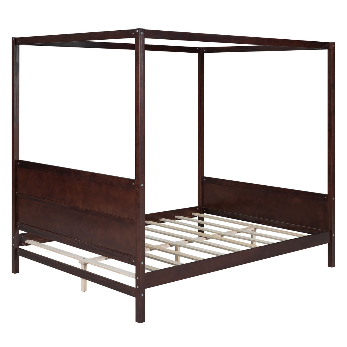 Canopy Platform Bed With Headboard And Footboard, Slat Support Leg