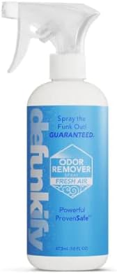 Odor Remover Spray, 16oz (2-Pack). 'Fresh Air' Essential Oil Odor Eliminator for Strong Odors on Fabric, Shoes, Activewear. 'ProvenSafe' Deodorizer for Pets, Kids & Sensitive Gear w/Ionic Silver