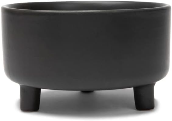 Waggo Uplift Ceramic Dog Bowl for Small Medium and Large Breeds - Heavyweight and Durable Pet Food and Water Dish Crock, Dishwasher Safe, Modern, Elevated Feeder (Black, Medium)