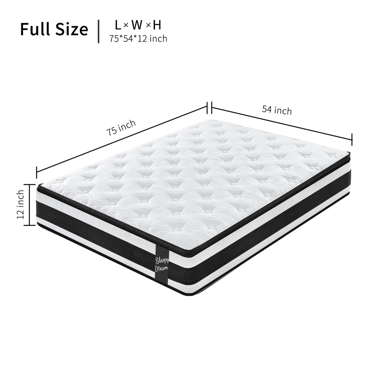 Full Size Hybrid Mattress Breathable Cool Knitted Fabric Cover