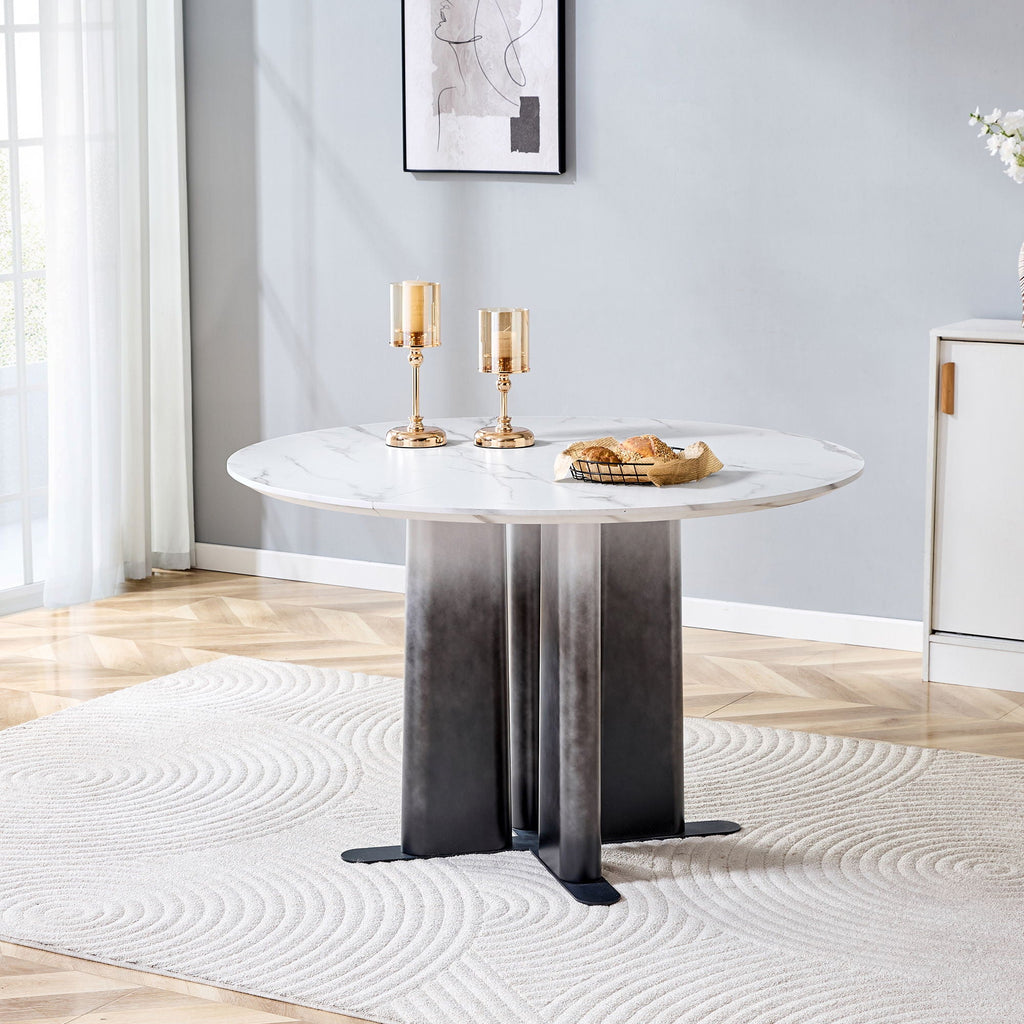 Round Dining Table With Cross Base, Modern Home Furniture