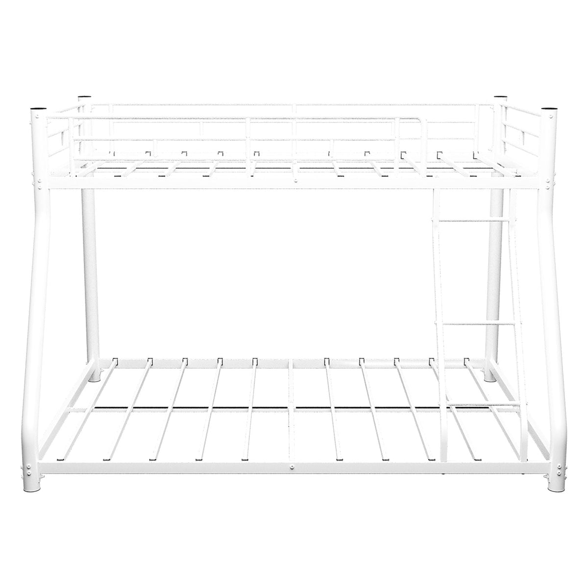 Bunk Bed Frame With Ladder And Guardrail, Heavy Duty Noise Free Design Metal Construction