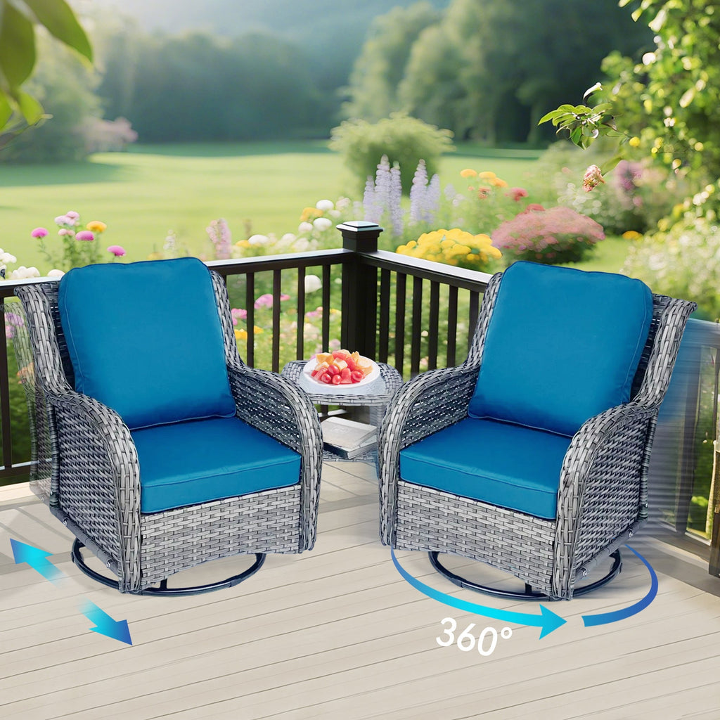 Wicker Patio Furniture Set - 3 Piece Rattan Outdoor Sectional Conversation Set