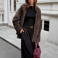 Fashionable Fur Collar Coat Women's Clothing