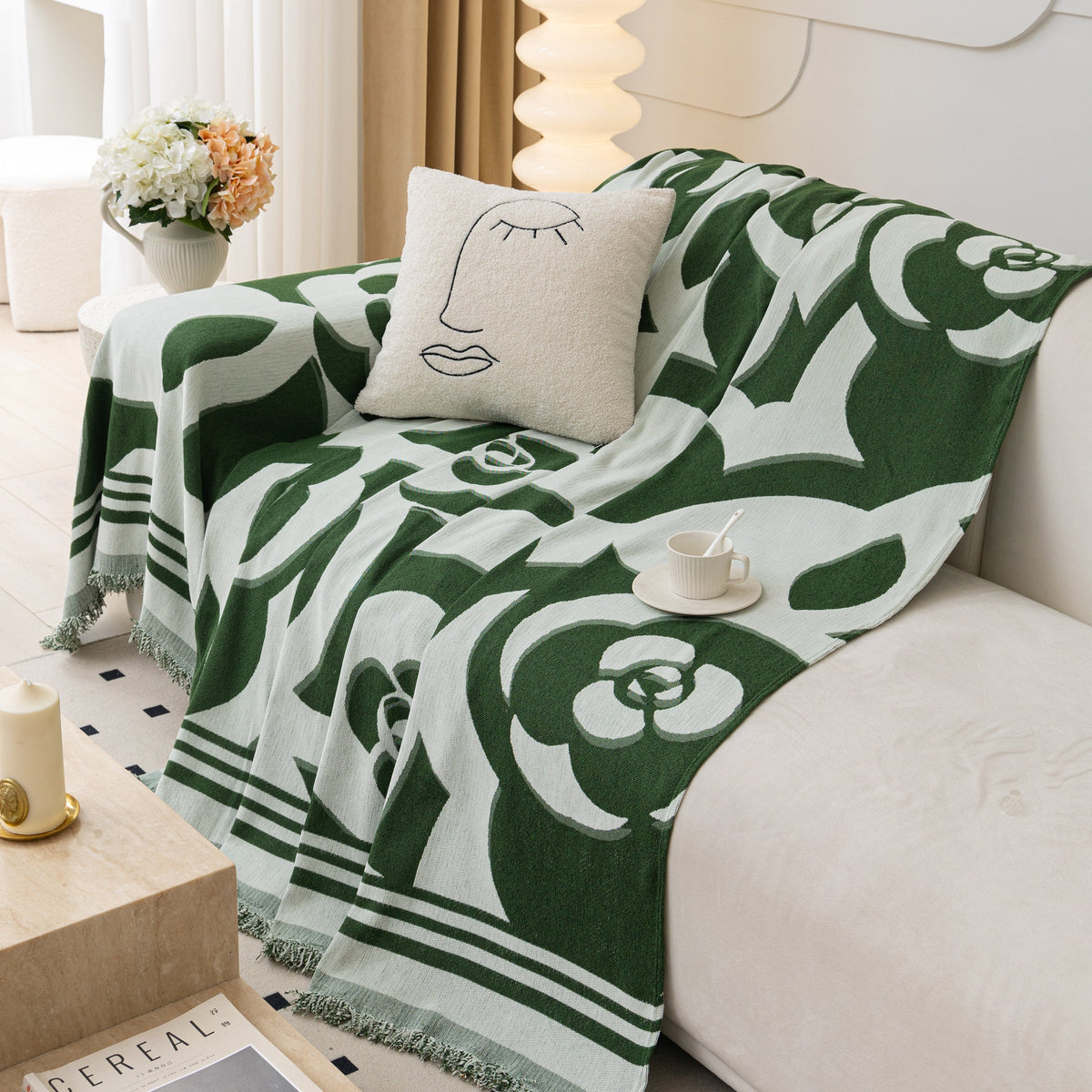 Chenille Sofa Cover Blanket, Couch Cover Blanket Throws for Couches Living Room Furniture Throw Covers