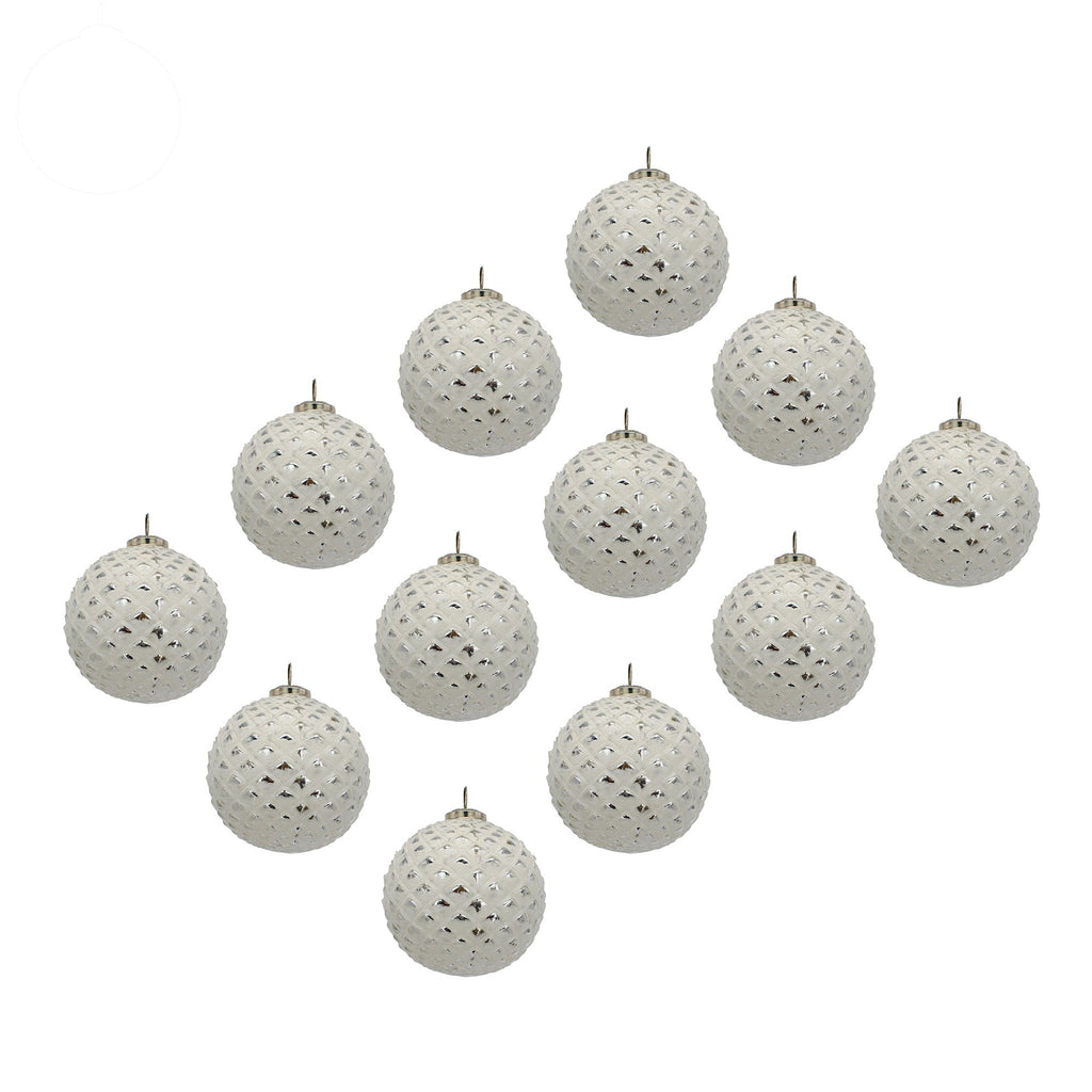 Christmas Ball Ornaments, Decorative Hanging Ball Christmas Tree Ornaments, For Holiday Party Decorations (Set of 12) - White