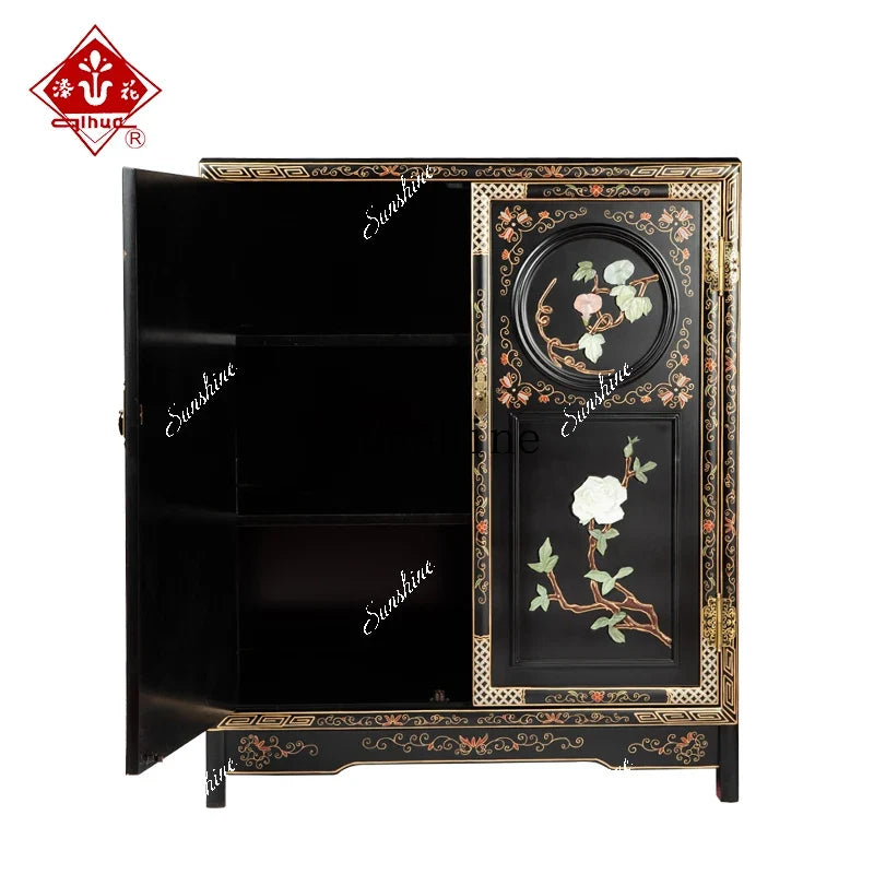 New Chinese Classical Mahogany Door Cabinet – Antique Style Storage Credenza