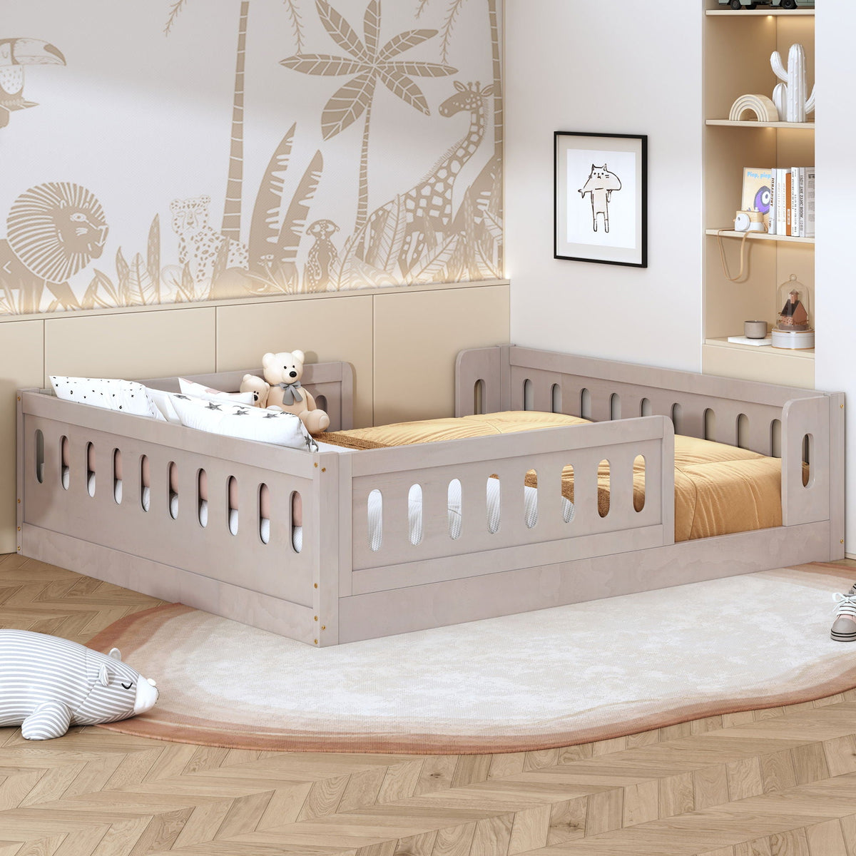 Platform Bed With Guardrail