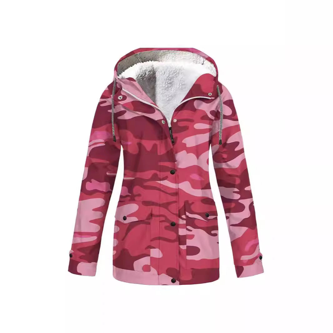 Hooded Camouflage Waterproof Outdoor Shell Jacket Men's And Women's Coats