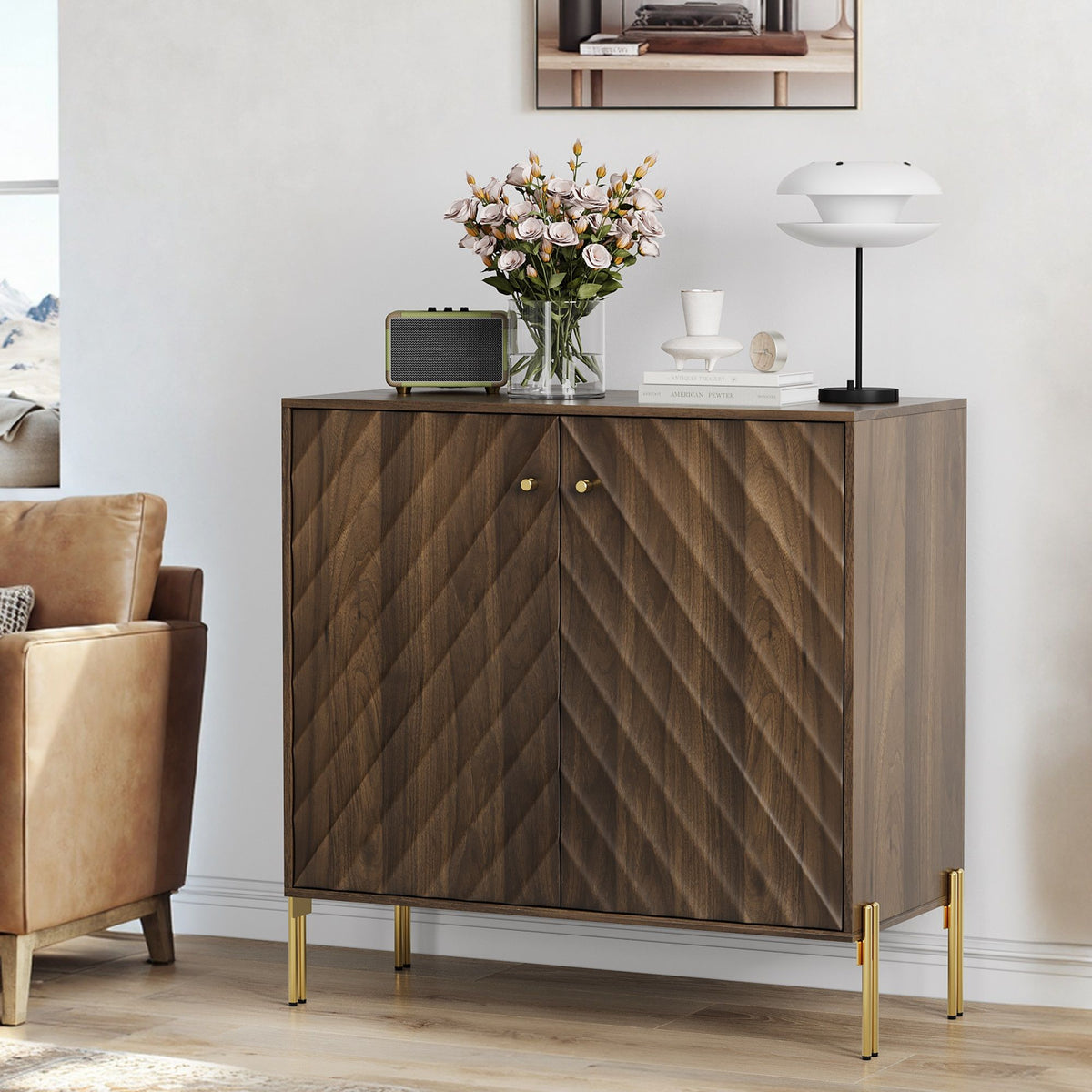 Sideboard Buffet With Storage For Living Room - Walnut