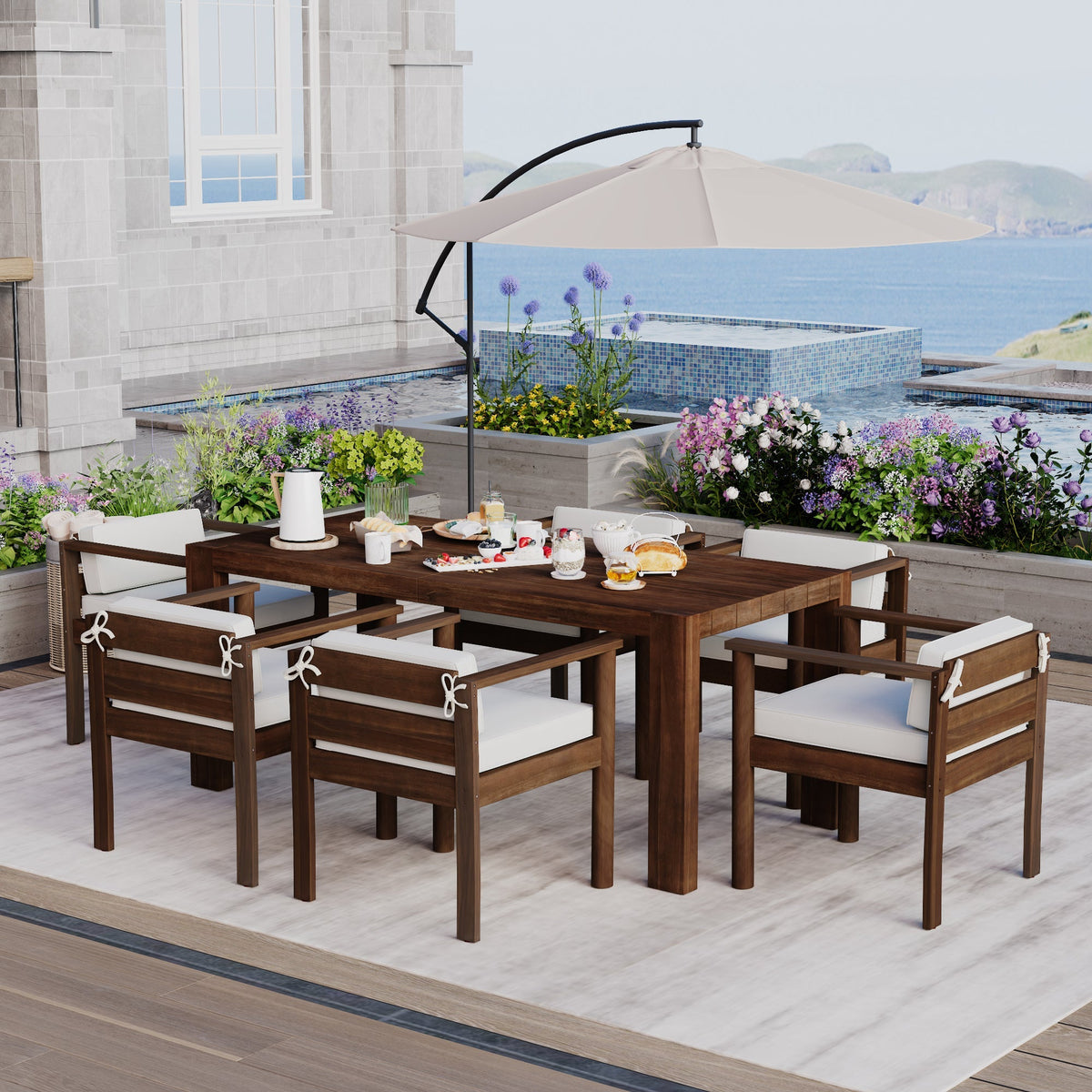 TREXM 7-Piece Patio Dining Table Set for 6