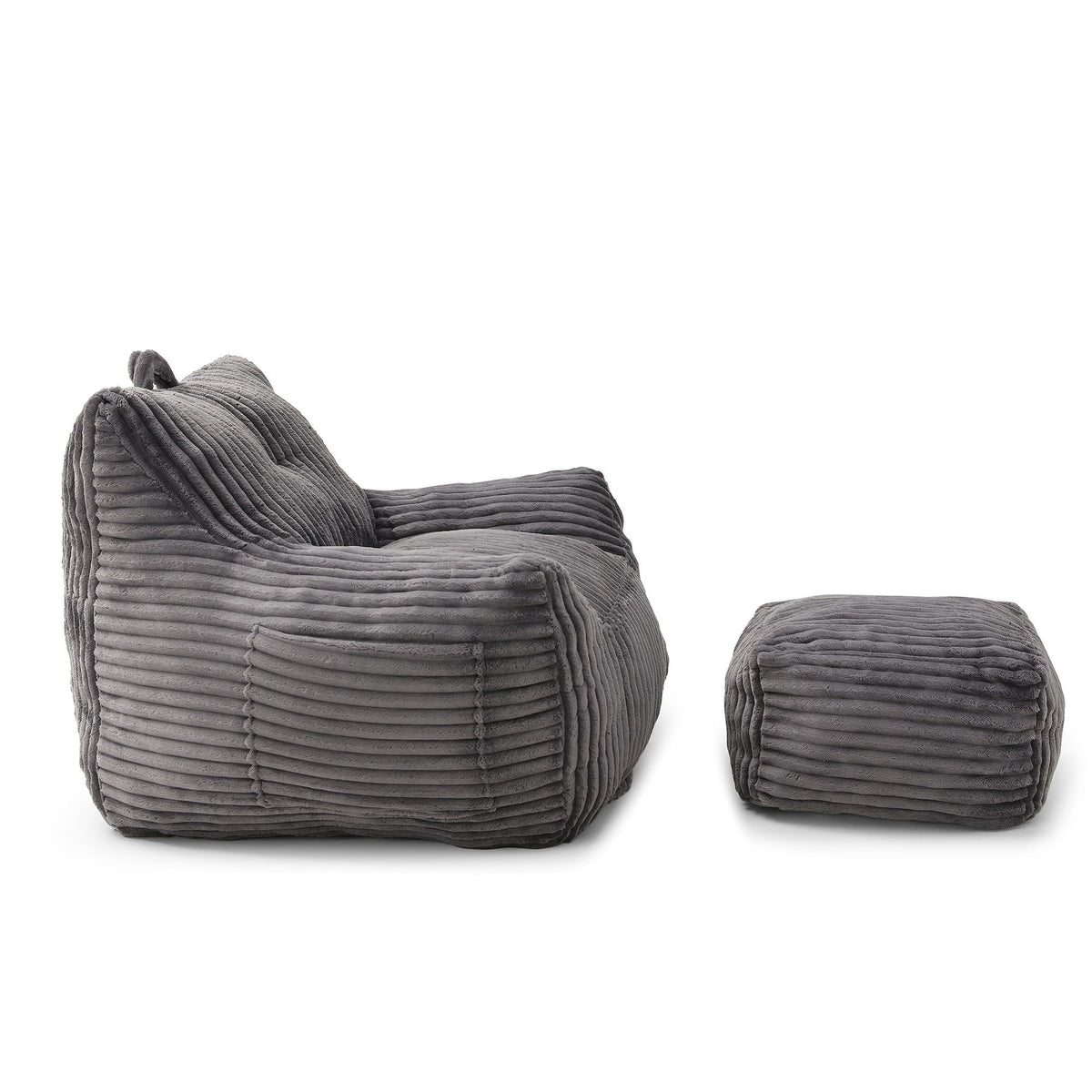 Giant Bean Bag Chair With Armrests And Footstool