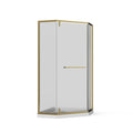 Goodyo - Neo-Angle Frameless Shower Door Corner Enclosure With Acrylic Shower Base Combo, Pivot Shower Door