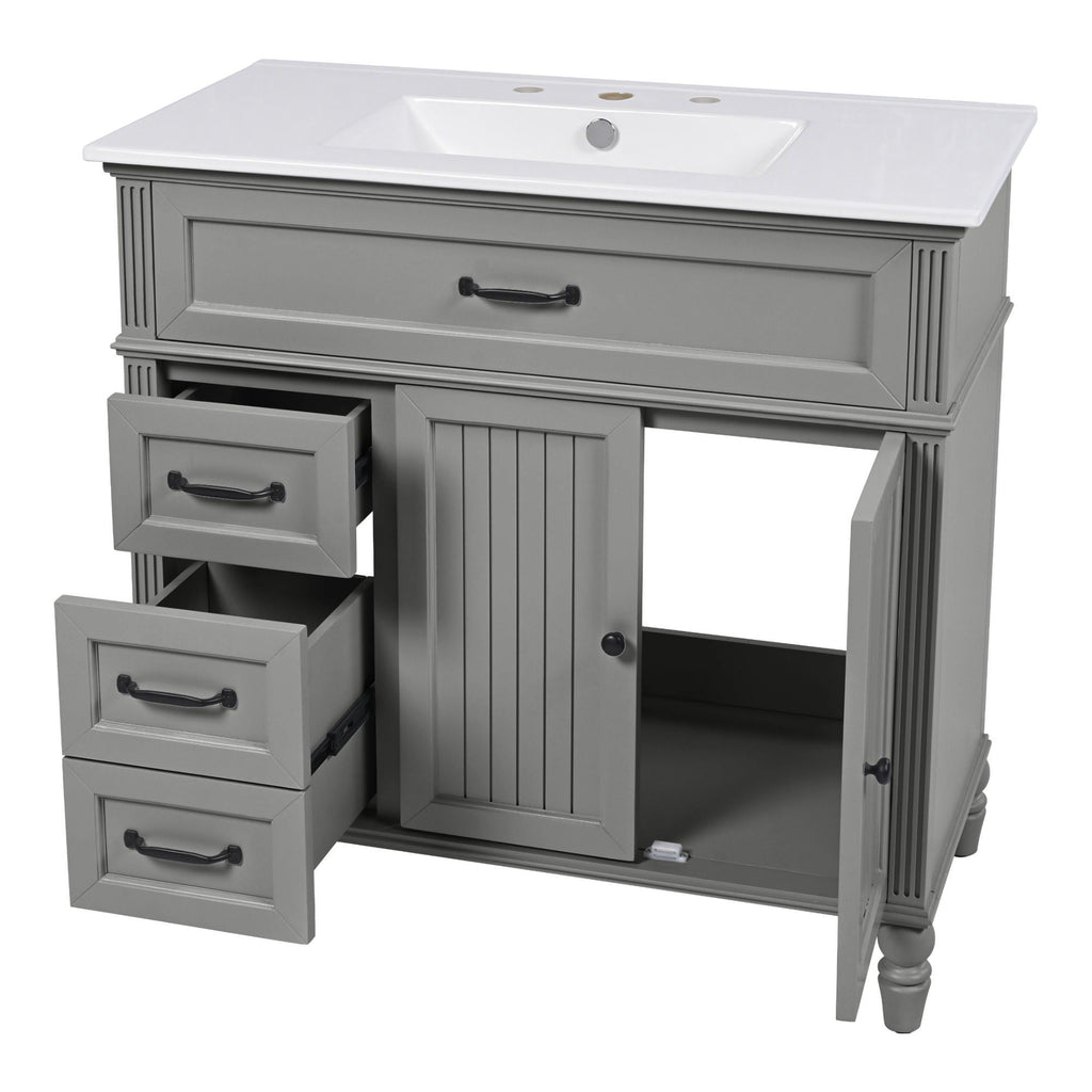 Bathroom Vanity With Sink, Freestanding Cabinet & Drawers