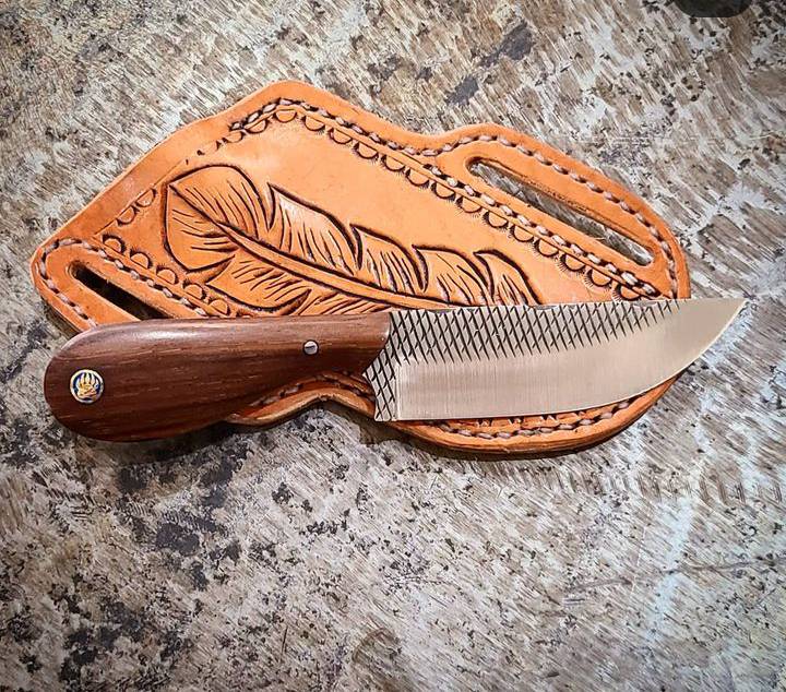 Farrier's Rasp Knife – 8.25" Full Tang Rasp Steel Blade with Rosewood Handle & Western Sheath