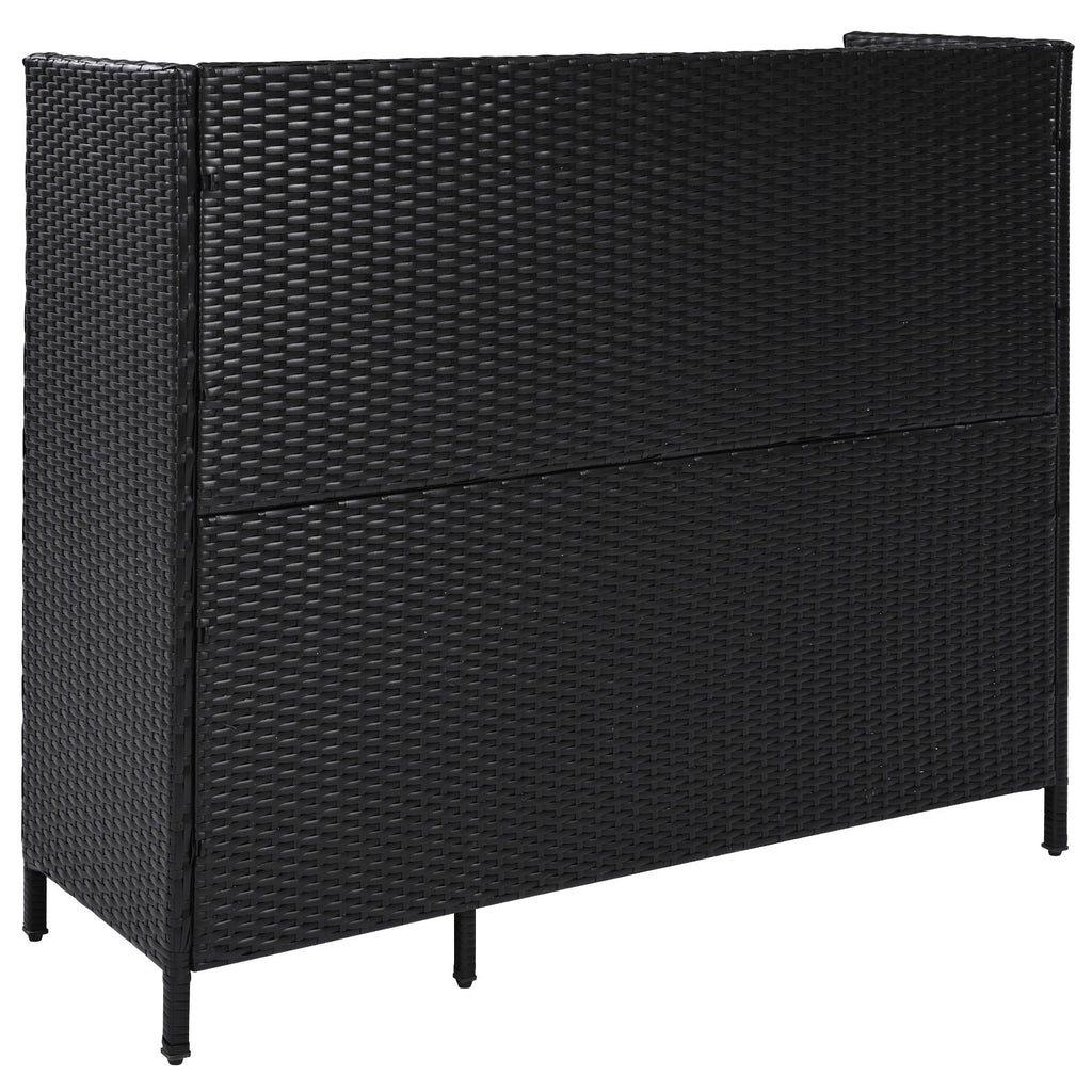K&K 47.5"W Wicker Outdoor Storage Cabinet with Tempered Glass Top