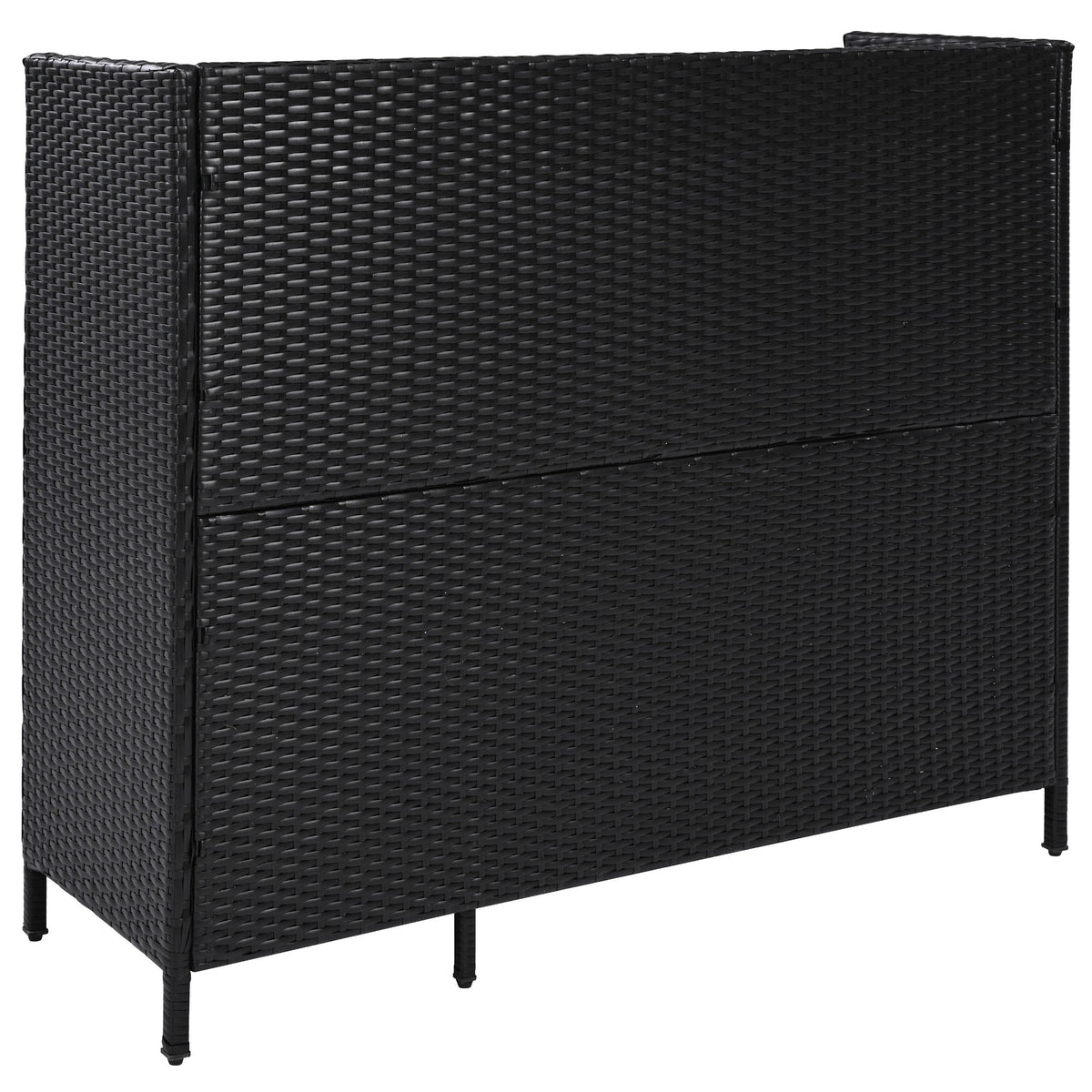 K&K 47.5"W Wicker Outdoor Storage Cabinet with Tempered Glass Top