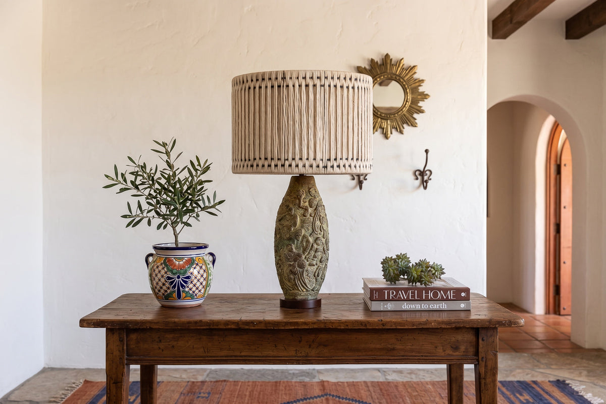 Antique Archaic Verdigris Bronze Lamp