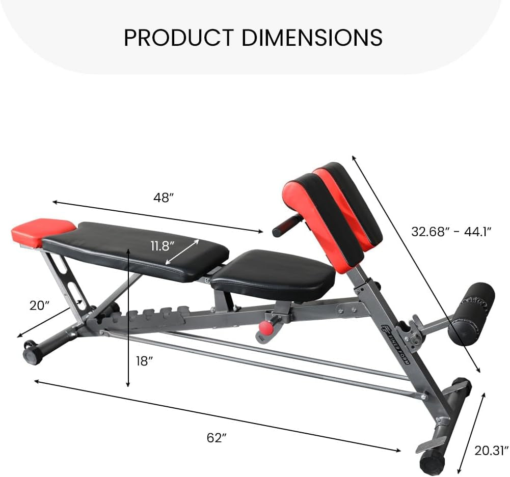 Multi-Functional FID Weight Bench for Full All-In-One Body Workout – Hyper Back Extension, Roman Chair, Adjustable Ab Sit up Bench, Incline Decline Bench, Flat Bench