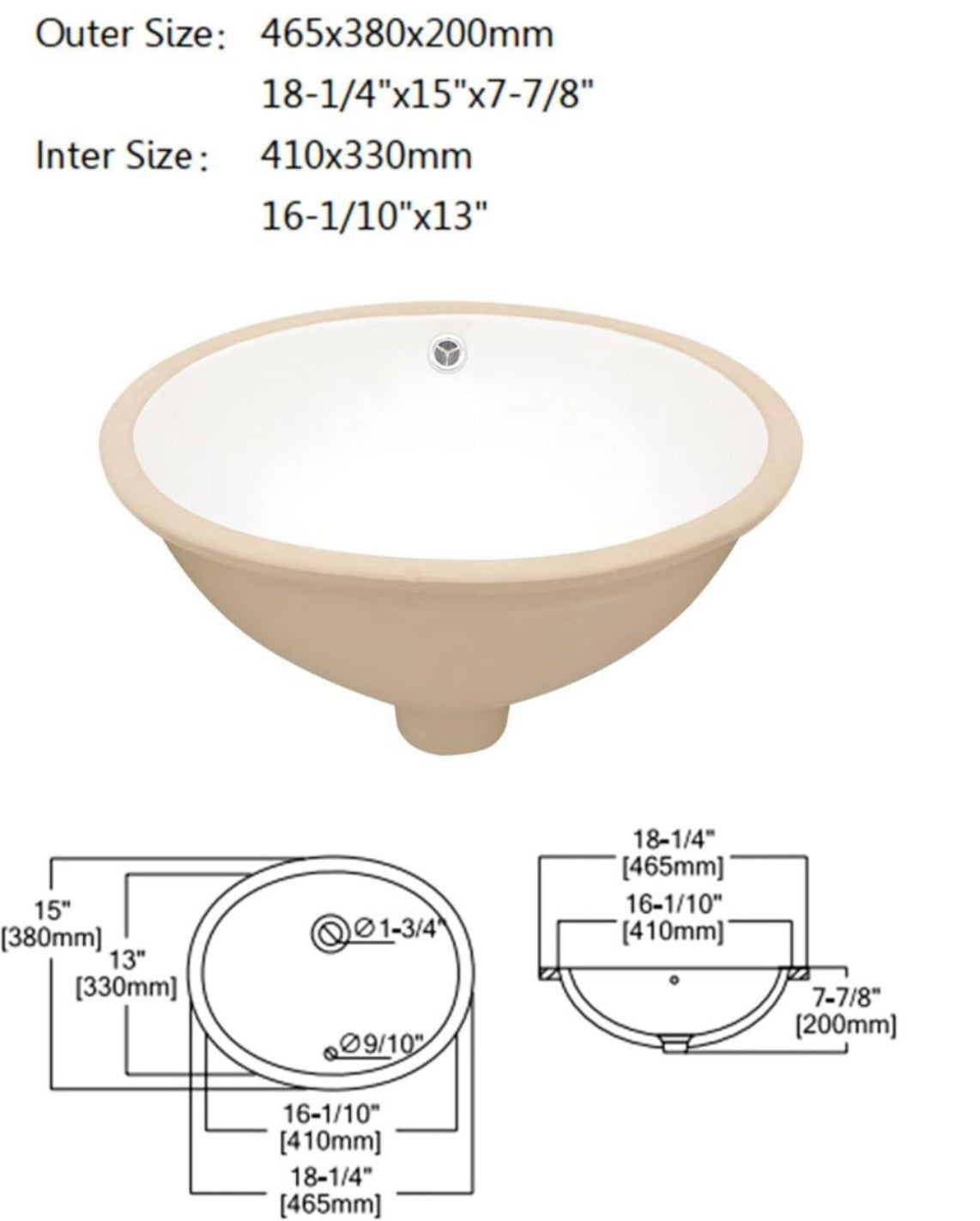 Pottery barn Dcolora Undermount Bathroom Sink Oval - Dcolora 16"x13" White Porcelain Ceramic Oval Vessel Sink Under Counter Lavatory Vanity Bath Sink Bowl Basin Wi