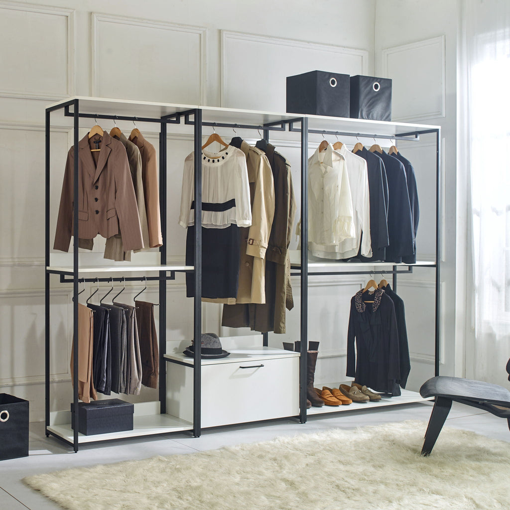 Fiona - Contemporary Wood And Metal Walk In Closet With Drawers