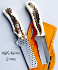 Western Knife for Sale – Rasp Steel 8" Full Tang Bull Cutter with Antler Horn Handle & Leather Sheath