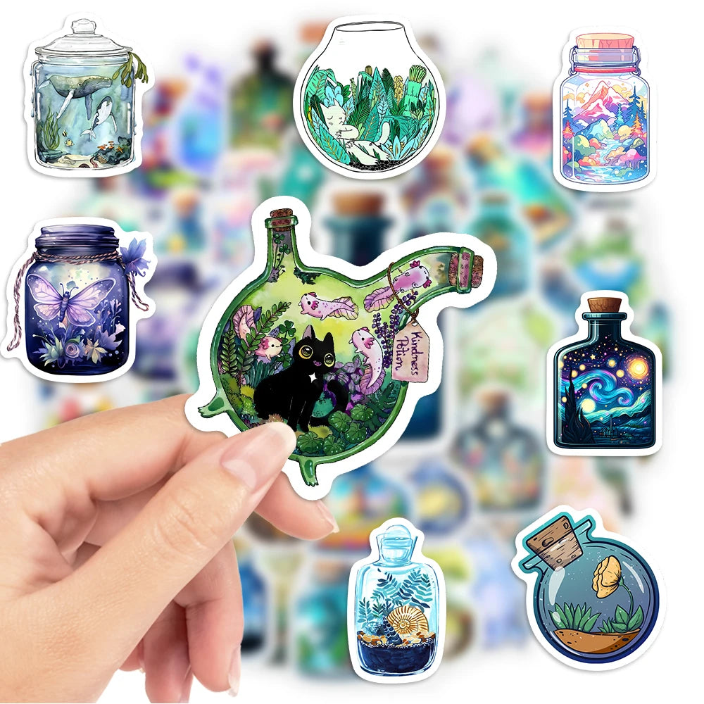 Bottle Microscopic Scenery Stickers Fantasy DIY Kids Toy Gift Decal for Phones Luggage Decorative Designs Laptops Waterproof