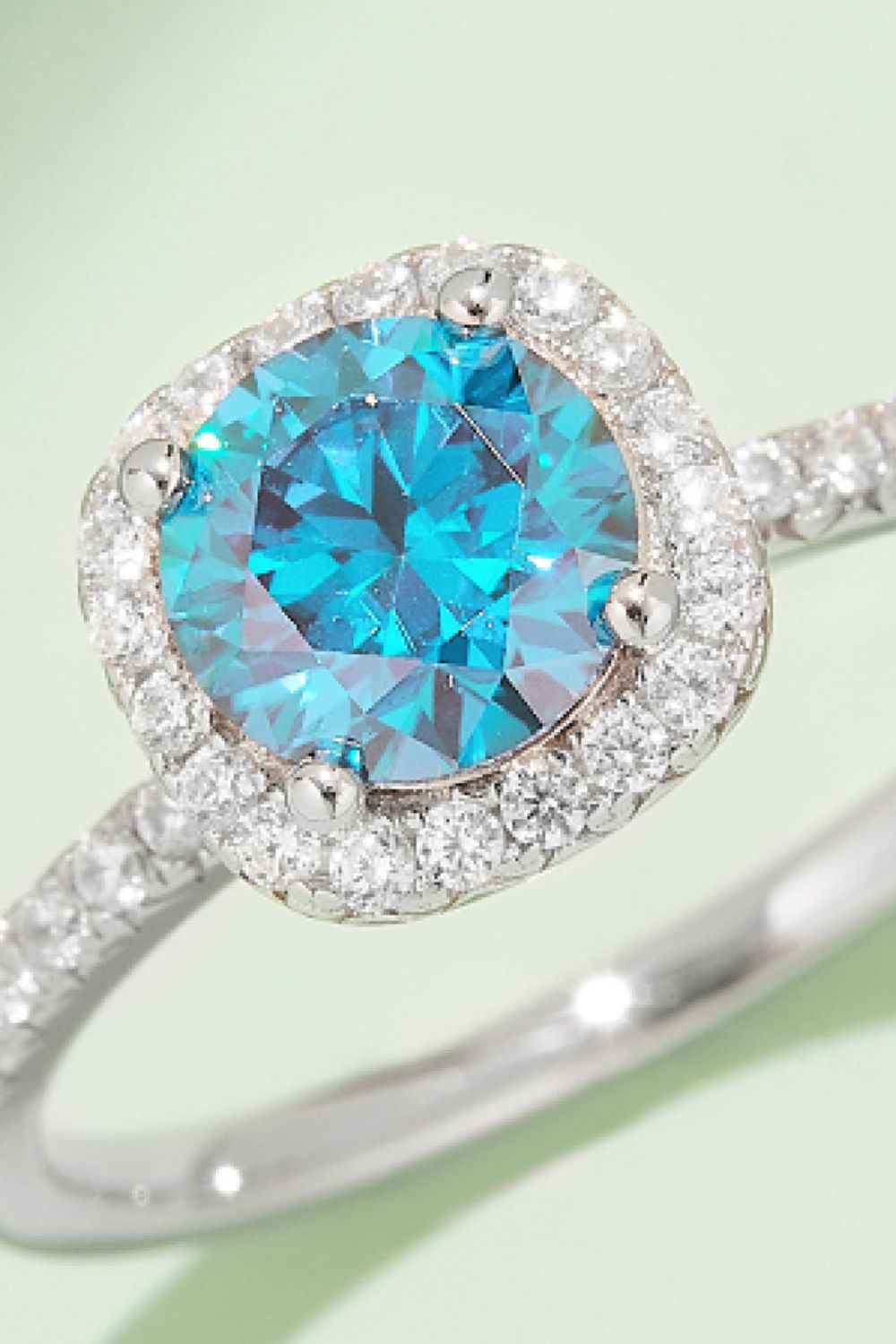 Adored 1 Carat Sparkala™ Platinum Over Pure Sterling Silver Halo Ring (Yellow, Pink, or Blue)