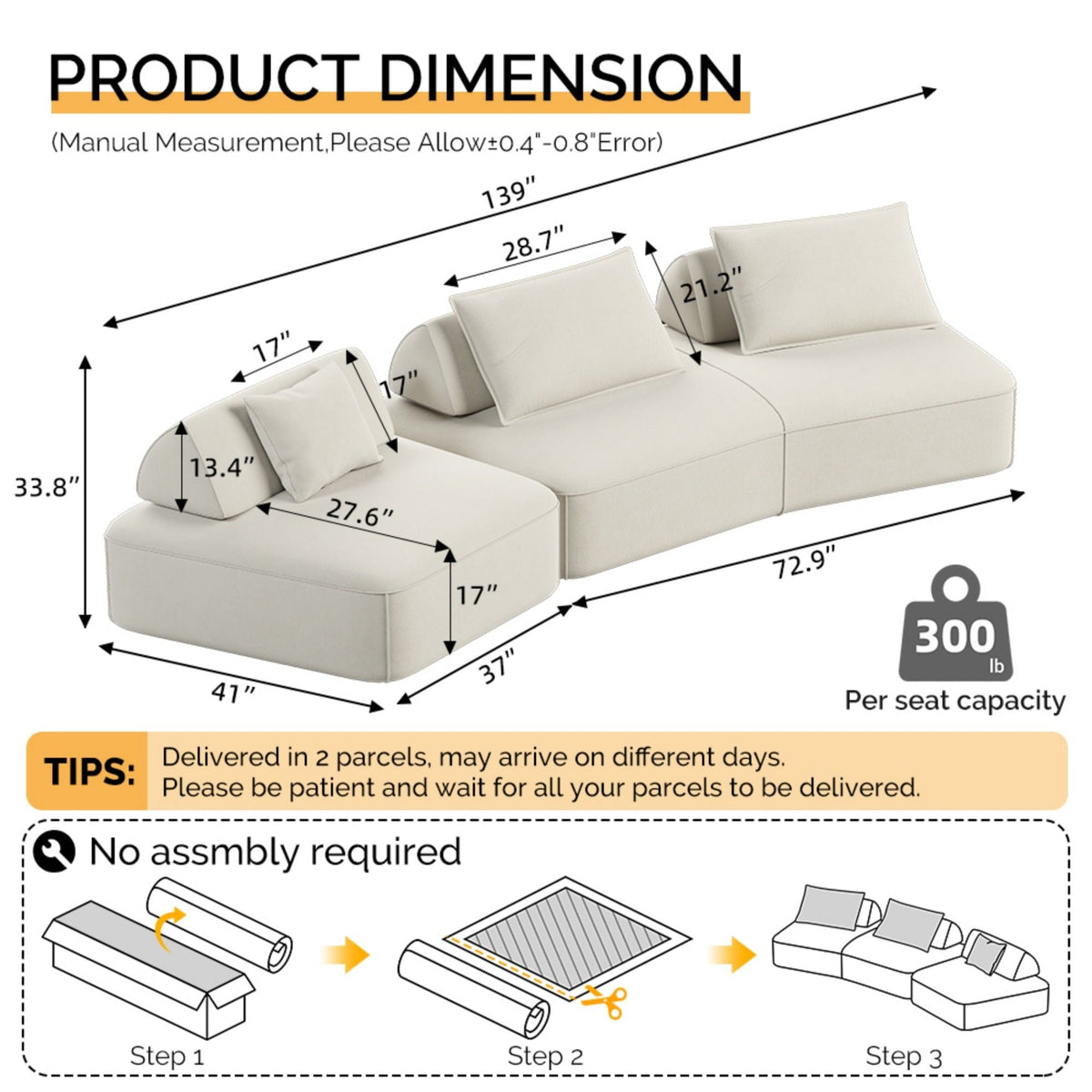 Modern Luxury Oversized Modular Sectional Sofa Set