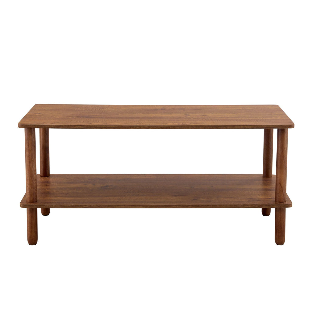 Modern 2 Tier Coffee Table With Open Storage Shelf For Living Room