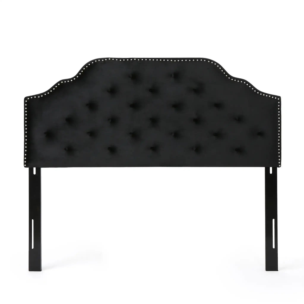 Charismatic Queen Size Headboard with Button Tufting and Nailhead Trim