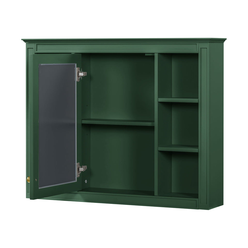 Wall Mounted Medicine Cabinet With Mirror, Storage Cabinet Featuring 6 Open Shelves And Adjustable Interior