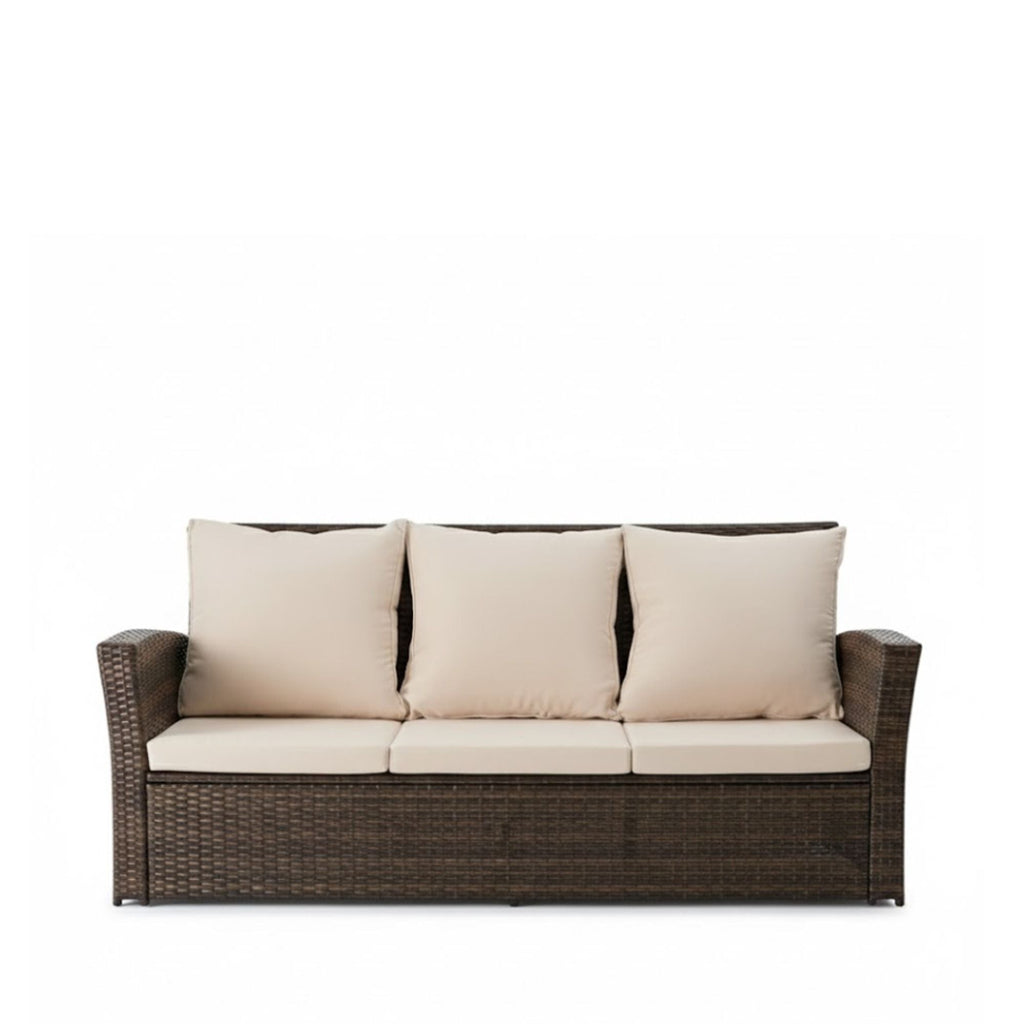 All-Weather Wicker 3 Seat Patio Sofa With Thick Cushions