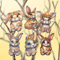 Easter Bunnies Clip-On Eco Wood Decorative Ornaments Set of 6 by G. Debrekht - Easter Decor - 8090042C-S6