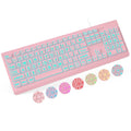 Large Print Backlit Keyboard - Wired USB Lighted Computer Keyboard for Laptops,Pink