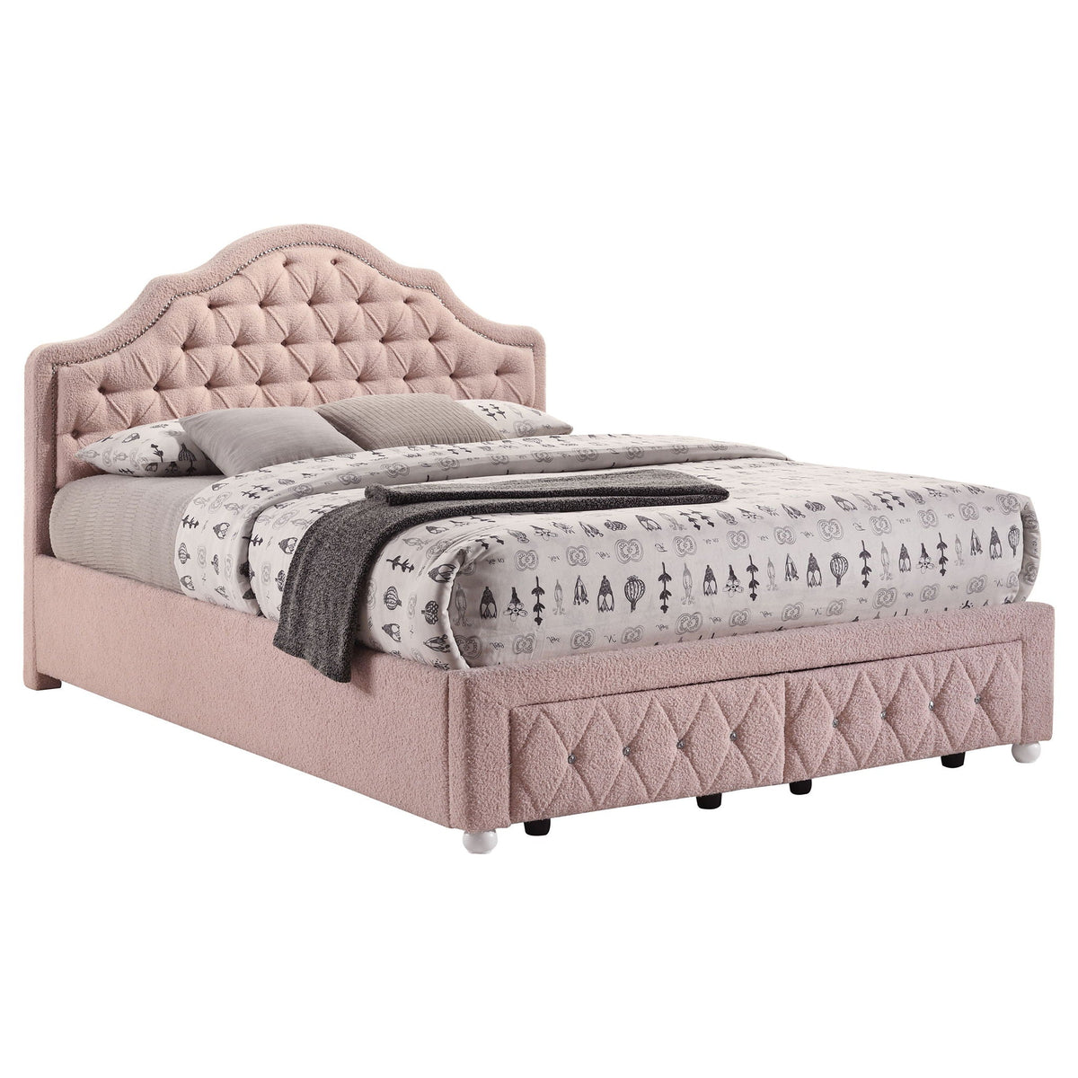 Robinette - Full Bed Upholstered Storage - Pink