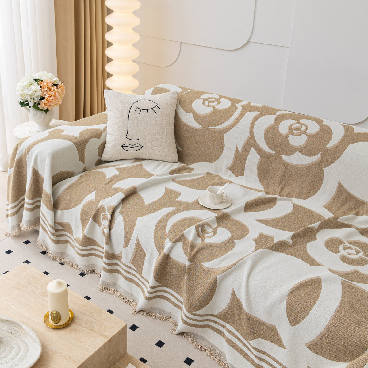 Chenille Sofa Cover Blanket, Couch Cover Blanket Throws for Couches Living Room Furniture Throw Covers