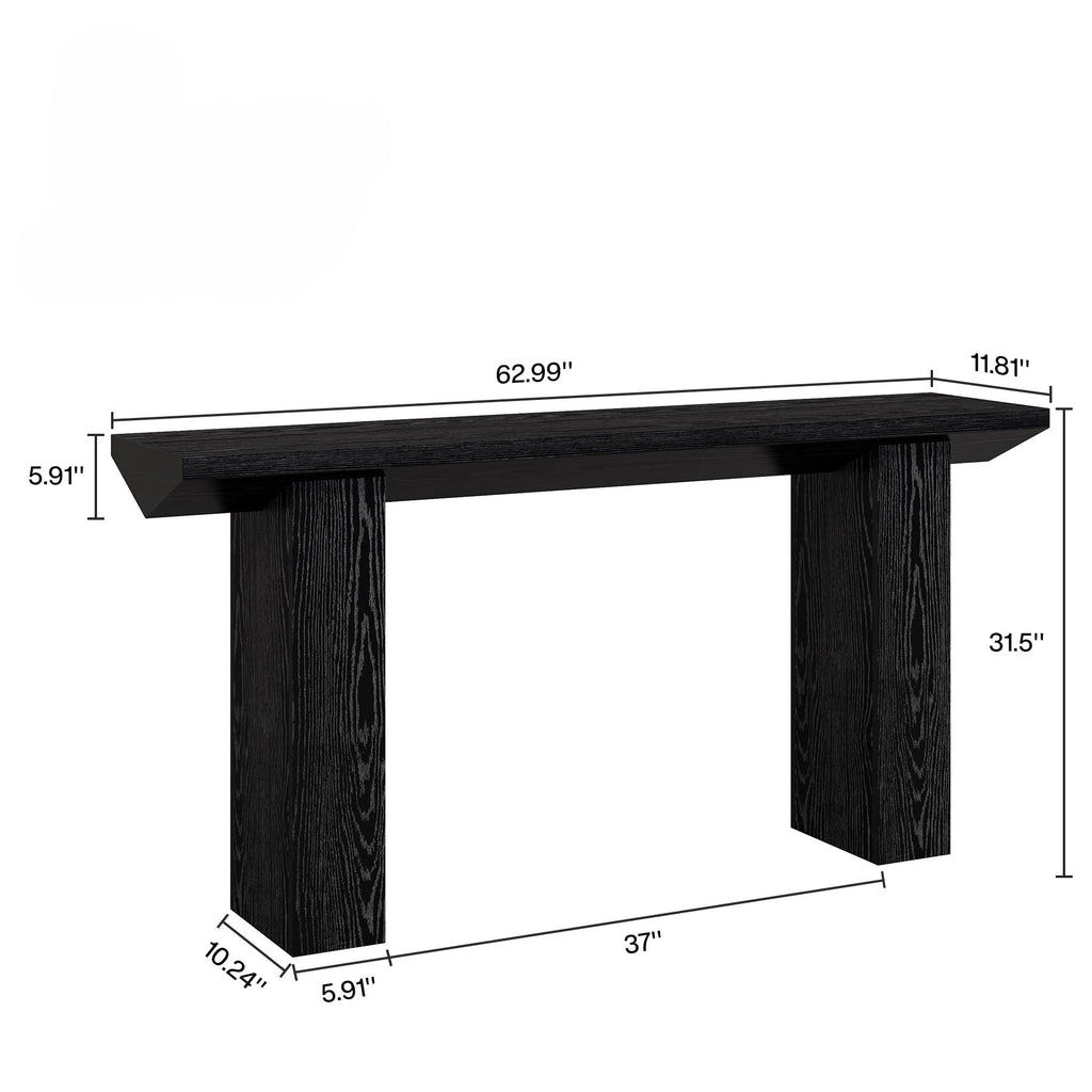 Extra Long Narrow Console Table For Entryway & Hallway - Black / White Print
