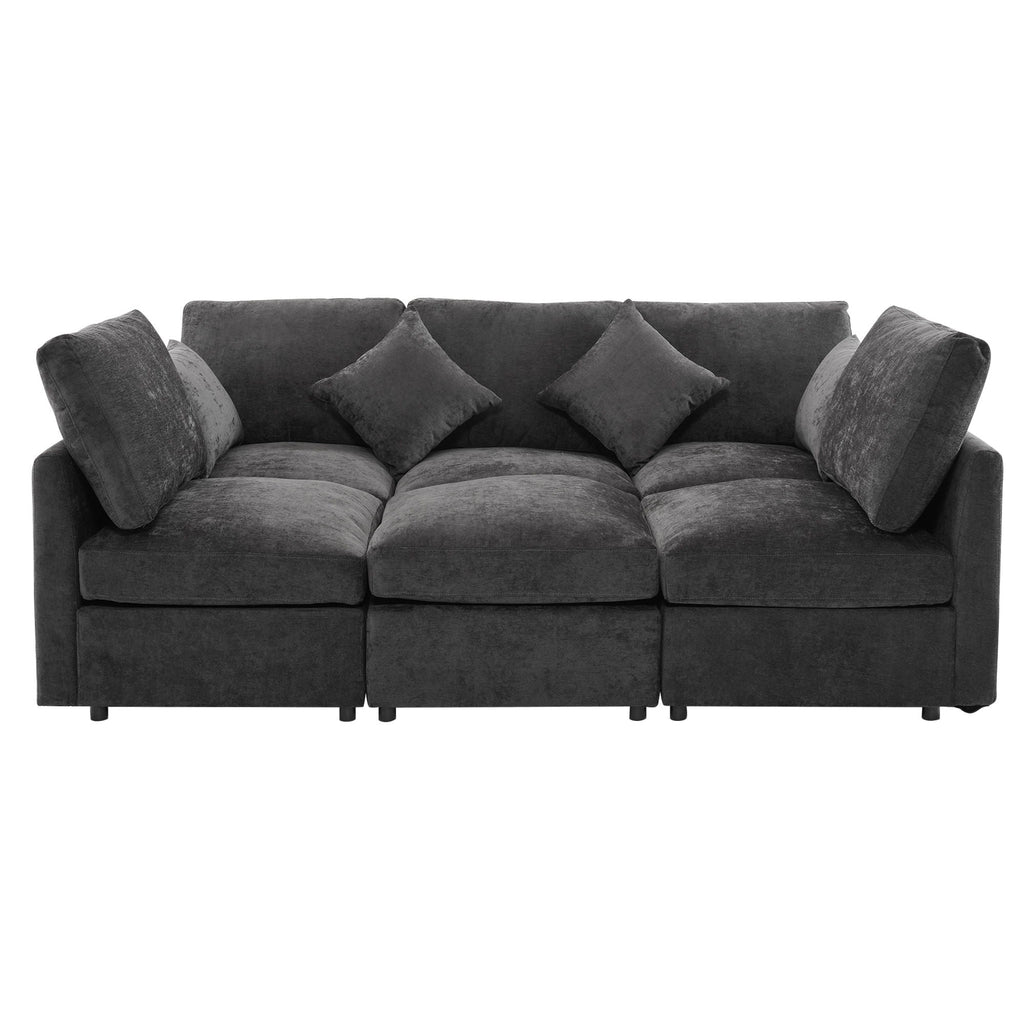 Sectional Sofa Modular U-Shaped With Ottoman & USB Ports