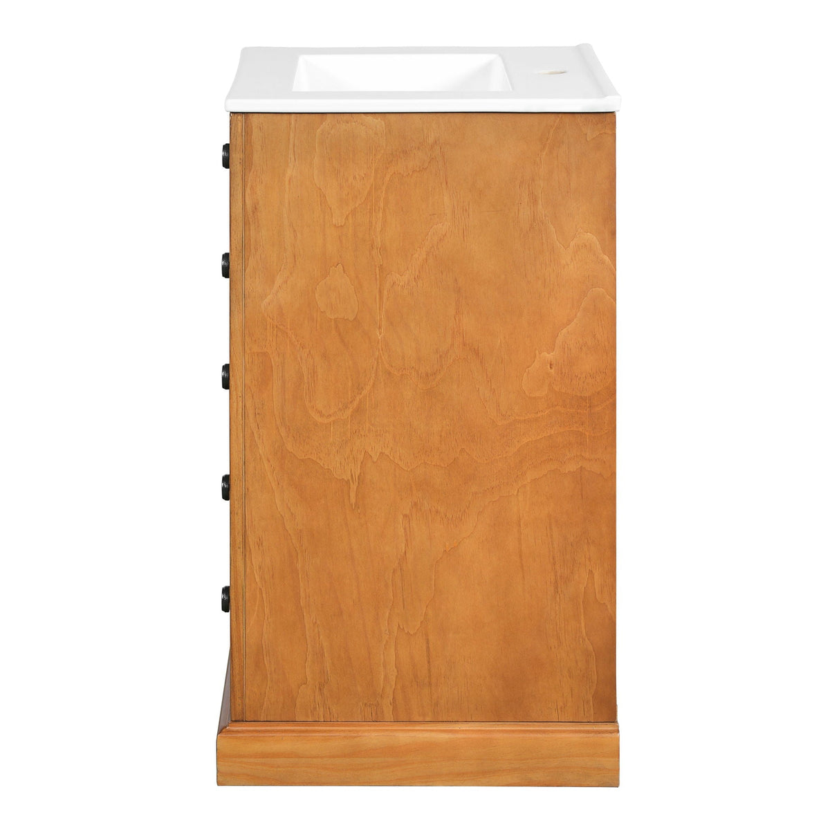 Bathroom Vanity With Integrated Sink, Soft-Closing Door - Natural Wood