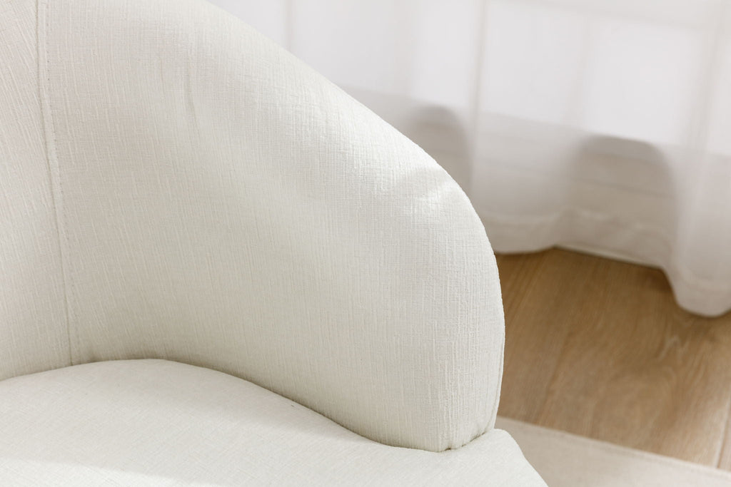 Fabric Swivel Accent Armchair Barrel Chair With Powder Coating Metal Ring
