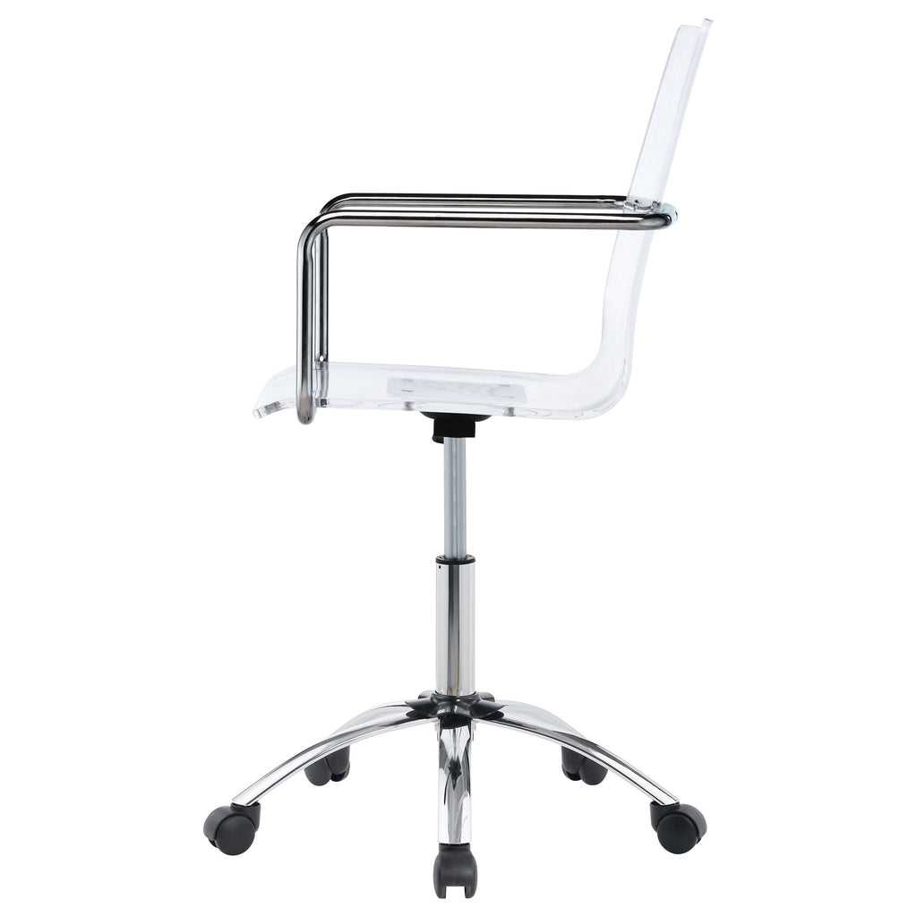 Clear Office Chair With Caster Wheels Futuristic Design, Adjustable Height - Clear
