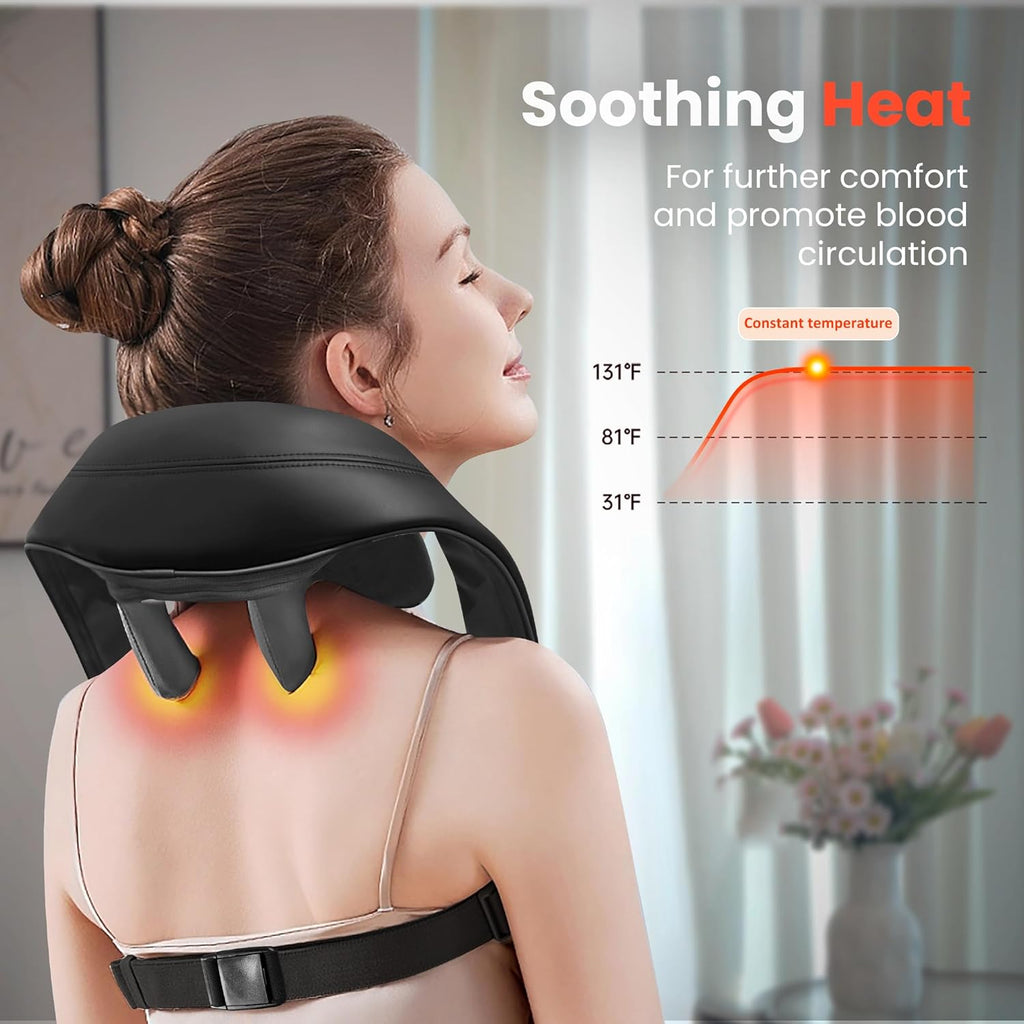 Father Day Gifts for Men, 4D Neck and Shoulder Massager with Heat, Cordless Shiatsu Back and Neck Massager for Pain Relief, Hands-Free Massage Pillow with Carry Bag