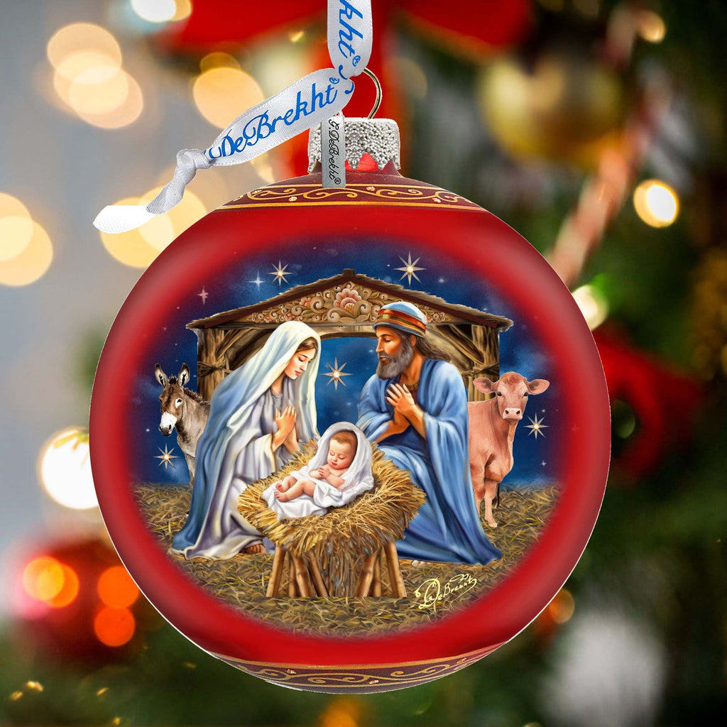 From Stable to Savior Lg Glass Ornament by G.Debrekht - Nativity Holiday Decor - 73956